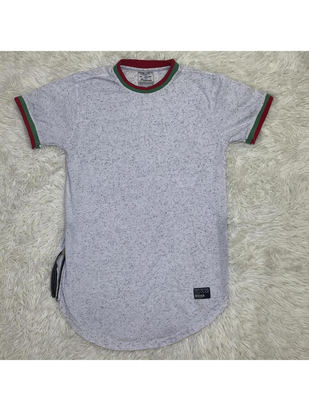 Bleeker & Mercer Premium Mens Fashion T-Shirt Size S Green/Red w/ 2 Zip Pockets
